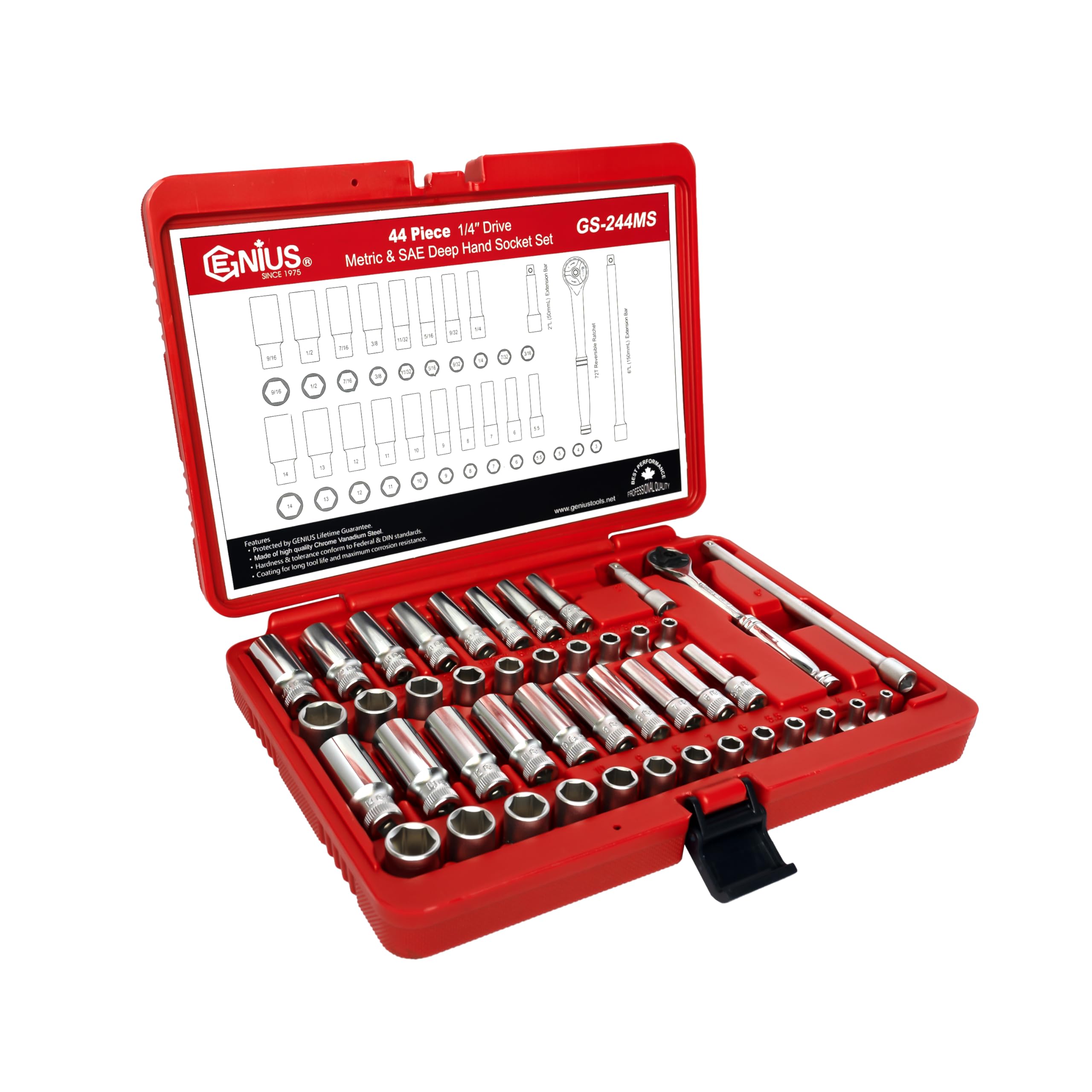 Amazon.com: GENIUS TOOLS 44 Piece 1/4